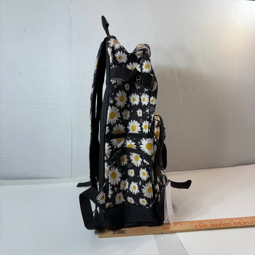 RickyH Daisy Backpack NWT Black Yellow White‎ Floral Laptop Sleeve School Bag